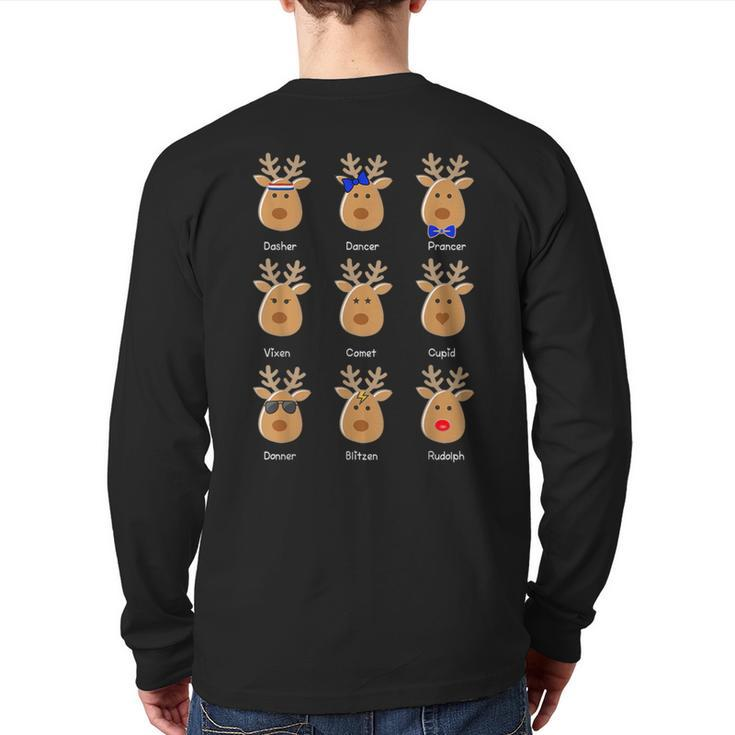 Cute Rudolph The Red Nose Reindeer Christmas Back Print Long Sleeve T-shirt