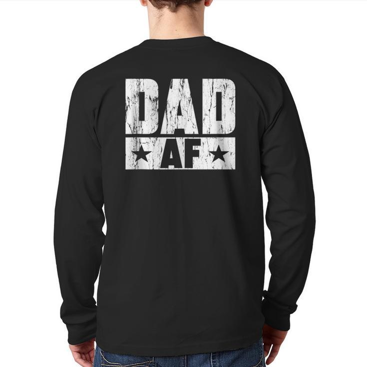 Dad Af Papa Daddy Fun Daughter Father's Day Back Print Long Sleeve T-shirt