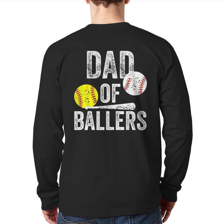 Dad Of Ballers Baseball Back Print Long Sleeve T-shirt