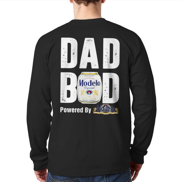 Dad Bod Powered By Modelo Especial Back Print Long Sleeve T-shirt
