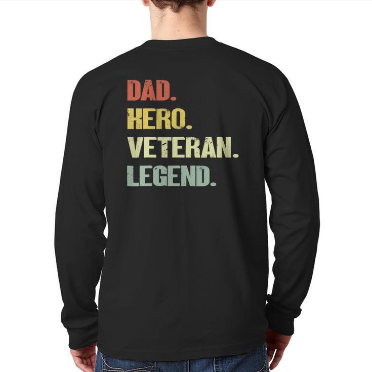 Dad Hero Veteran Legend Vintage Retro Back Print Long Sleeve T-shirt