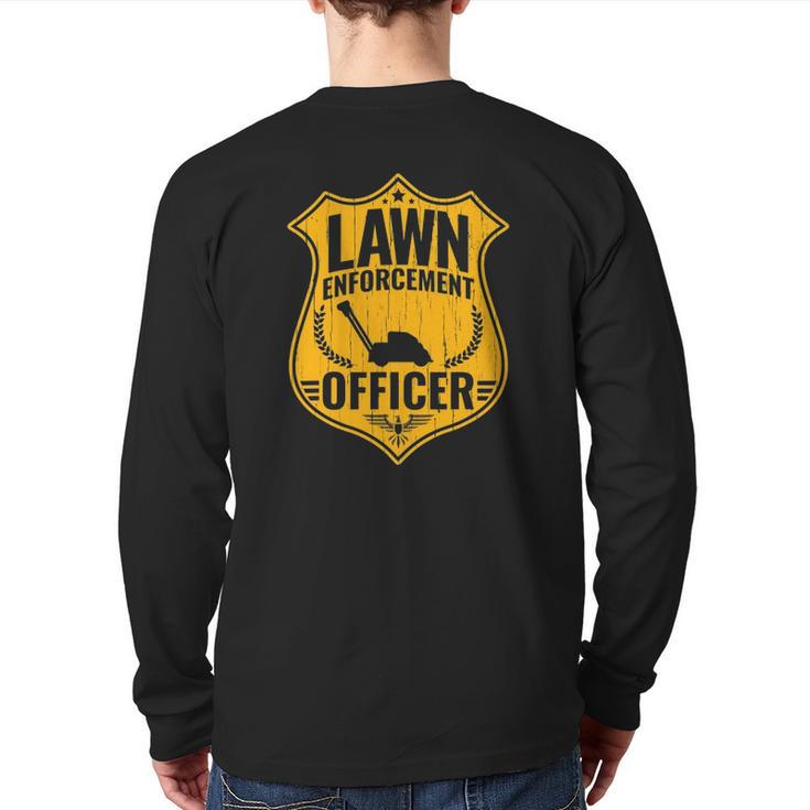 Dad Jokes Lawn Enforcement Officer Mowing Back Print Long Sleeve T-shirt