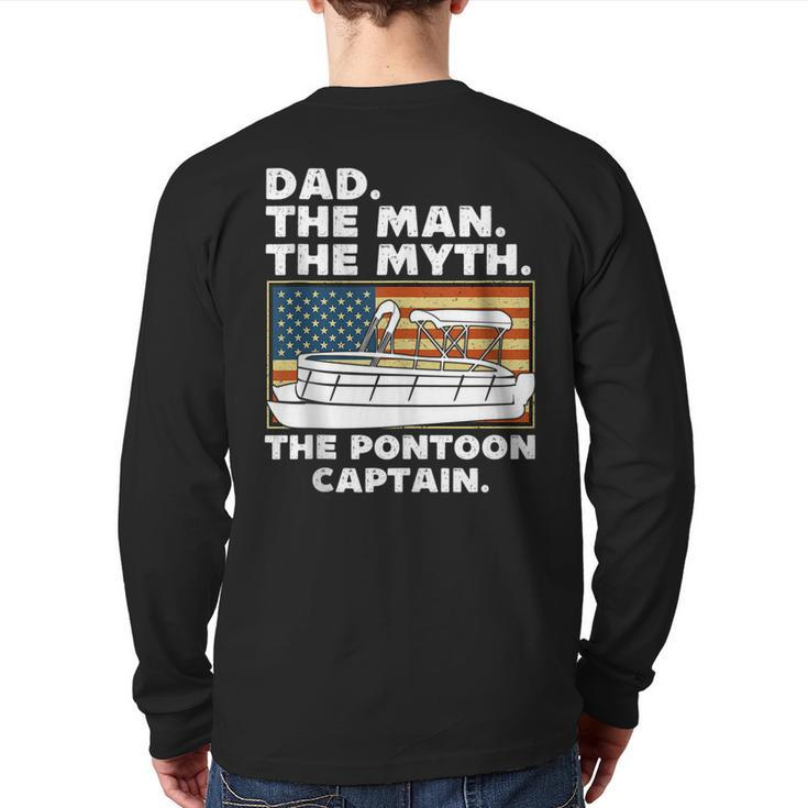 Dad Man Myth Pontoon Captain American Flag Boat Fathers Day Back Print Long Sleeve T-shirt