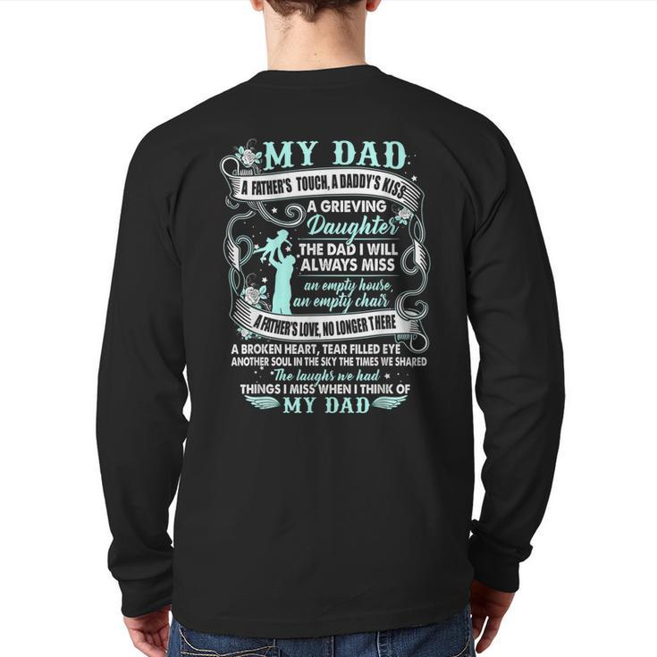My Dad In Memories Poem Daughter Son Loss Daddy In Heaven Back Print Long Sleeve T-shirt