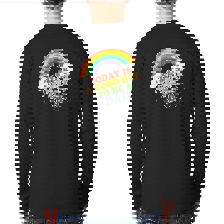 Dad For Men Baby Announcement Rainbow Back Print Long Sleeve T-shirt