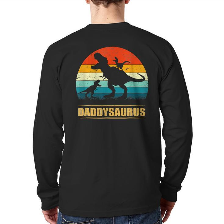 Dad Saurus Daddy Dinosaur T Rex 2 Kids Family Fathers Day Back Print Long Sleeve T-shirt
