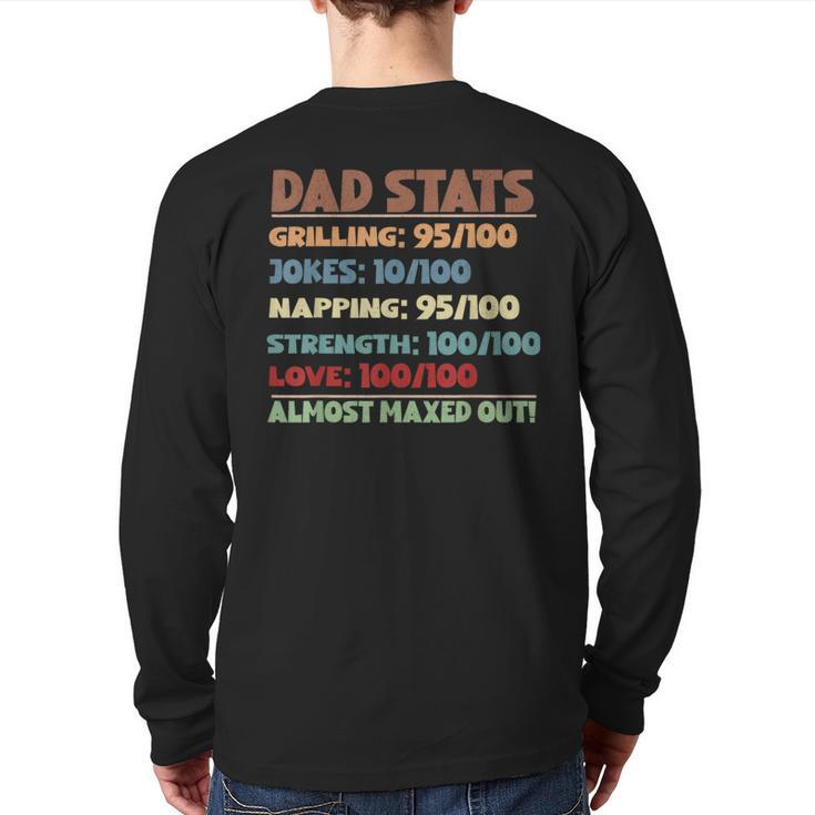 Dad Stats Gamer Dad Rpg Video Game Lover Father's Day Gaming Back Print Long Sleeve T-shirt