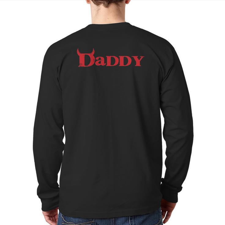 Daddy Devil Horn Lazy Halloween Costume Gothic Papa Back Print Long Sleeve T-shirt