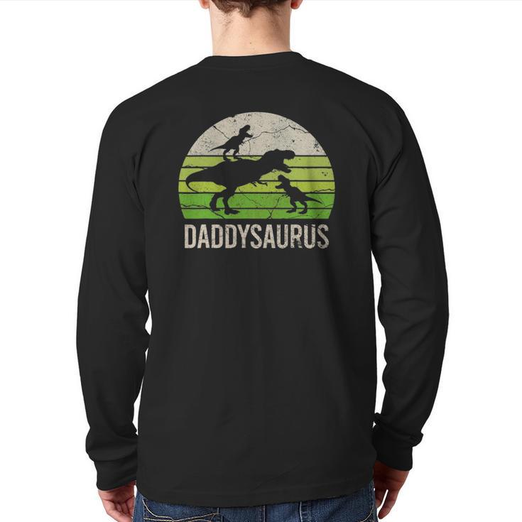 Daddy Dinosaur Daddysaurus 2 Kid Father's Day Men Back Print Long Sleeve T-shirt