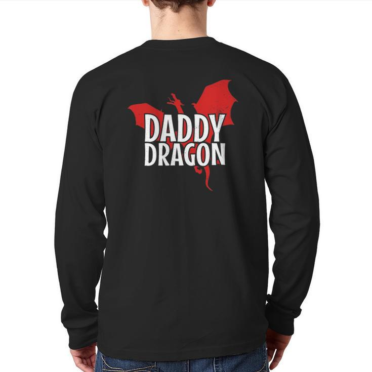 Daddy Dragon Mythical Legendary Creature Father's Day Dad Back Print Long Sleeve T-shirt