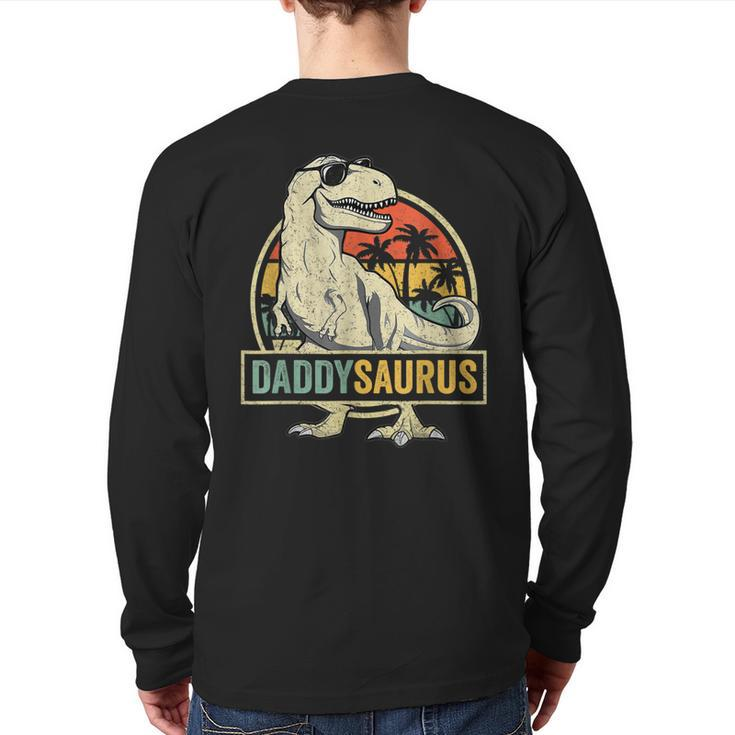 Daddy Saurus T Rex Dinosaur Men Daddysaurus Family Matching Back Print Long Sleeve T-shirt