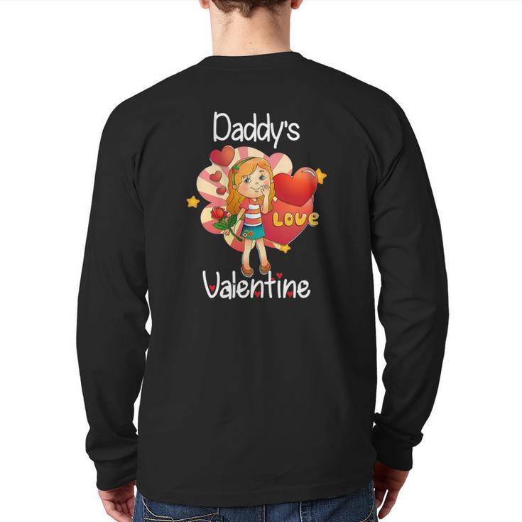 Daddy's Valentine Father Daughter Valentine's Day Back Print Long Sleeve T-shirt
