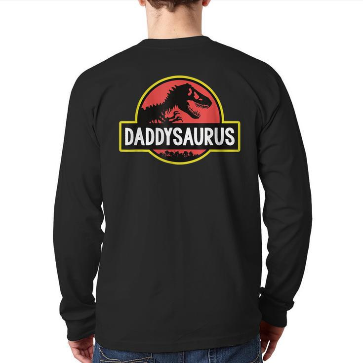 Daddysaurus Dad Husband Father's Day Matching Dinosaur Back Print Long Sleeve T-shirt