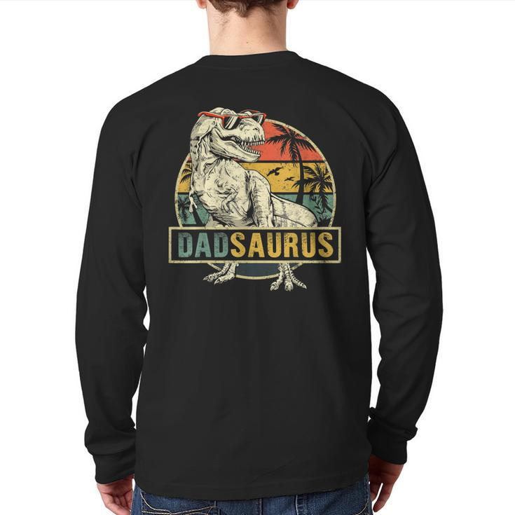 Dadsaurus T Rex Dinosaur Dad Saurus Family Matching Back Print Long Sleeve T-shirt