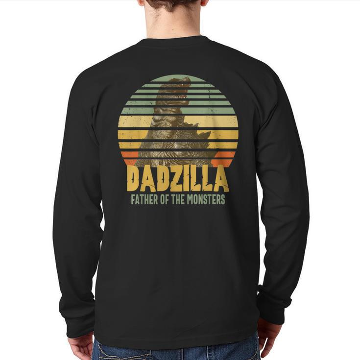 Dadzilla Father Of The Monsters Vintage Dad Father's Day  Back Print Long Sleeve T-shirt