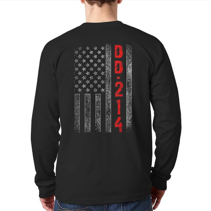 Dd-214 Us Alumni American Flag Vintage Veteran Patriotic Back Print Long Sleeve T-shirt