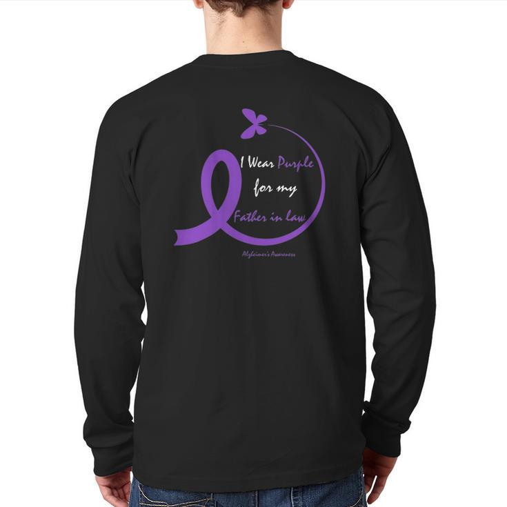 Dementia Dad Purple Father In Law Alzheimer's Awareness Back Print Long Sleeve T-shirt