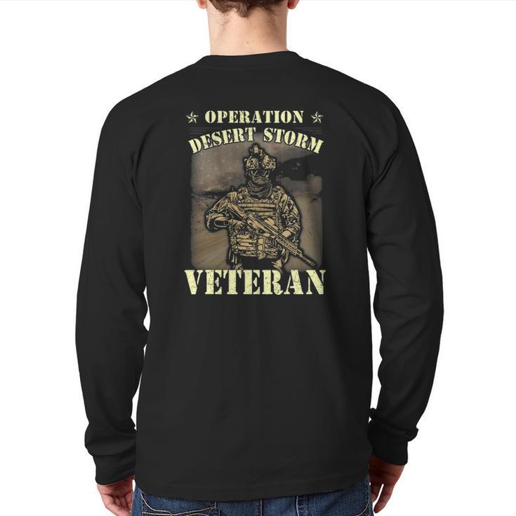Desert Storm Veteran Pride Us Army Veteran Flag Back Print Long Sleeve T-shirt