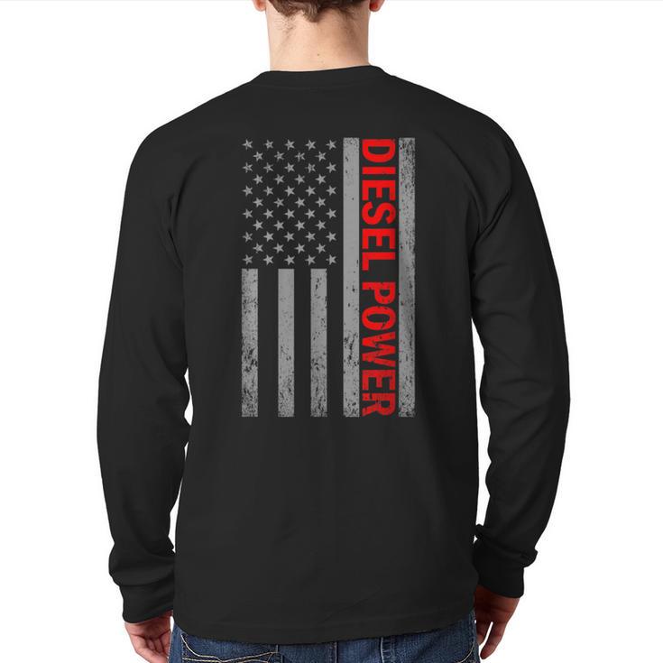 Diesel Power Usa Flag Truck Turbo Brothers Mechanic Back Print Long Sleeve T-shirt