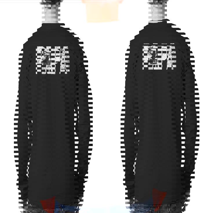 Disc Golf Papa Dad Disc Golfing Back Print Long Sleeve T-shirt