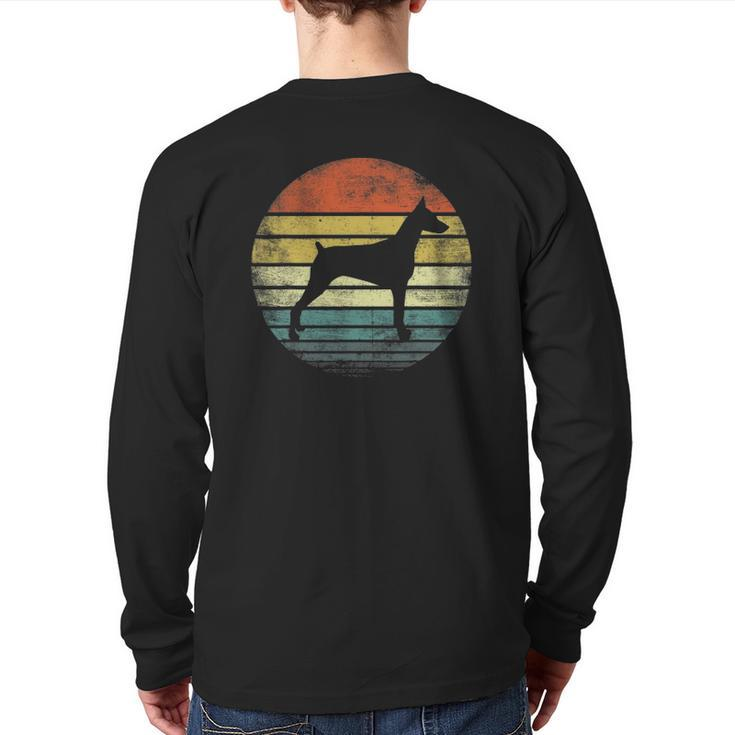 Doberman Lover Owner Retro Sunset Dog Silhouette Dad Back Print Long Sleeve T-shirt