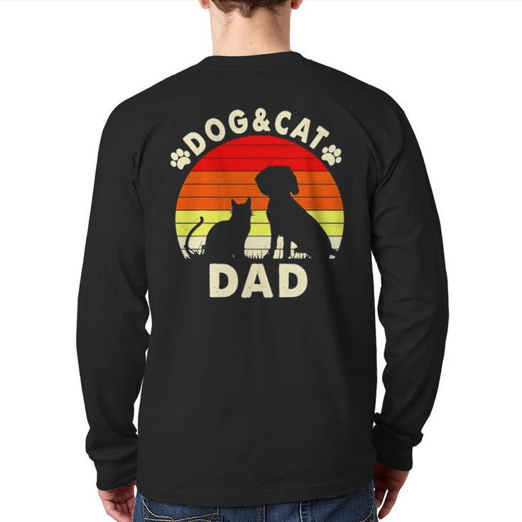 Dog And Cat Dad Vintage Retro Back Print Long Sleeve T-shirt