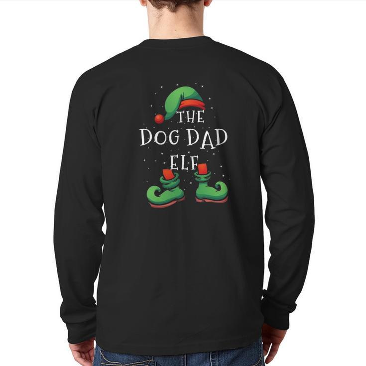 Dog Dad Elf Matching Family Christmas Pajamas Back Print Long Sleeve T-shirt