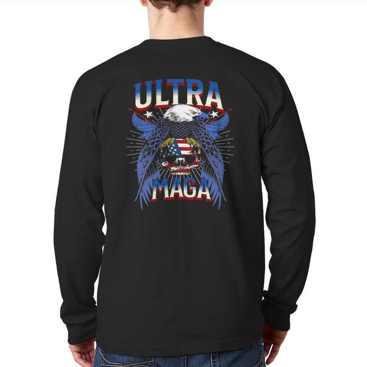 Eagle Holding Usa Flag Ultra Maga 2022 Great Maga King Back Print Long Sleeve T-shirt