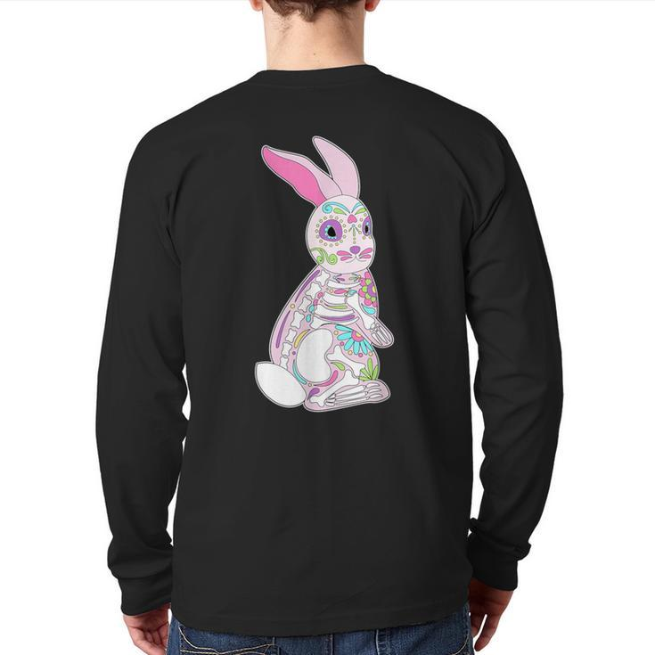 Easter Bunny Sugar Skull Dia De Los Muertos Rabbit T Back Print Long Sleeve T-shirt