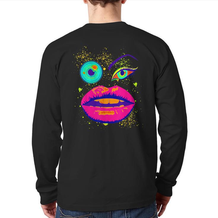 Edm Techno Head Dance Rave Music Festival Back Print Long Sleeve T-shirt