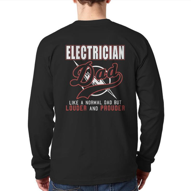 Electrician Dad Back Print Long Sleeve T-shirt