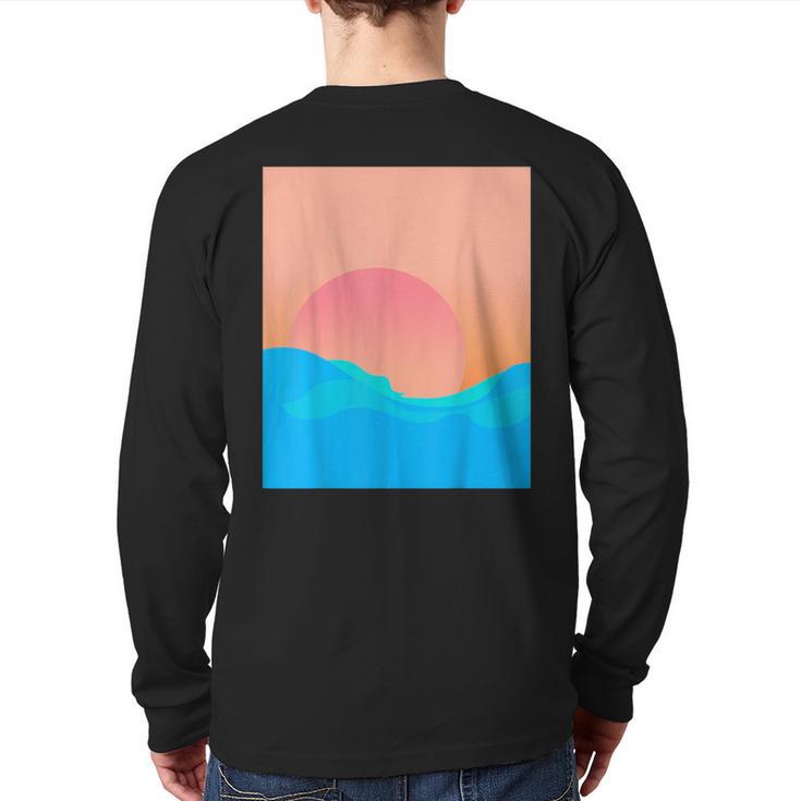 Encinitas San Diego California Ocean Sunset Waves Back Print Long Sleeve T-shirt