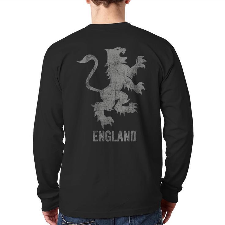 England Flag Heraldry Lion English Football Soccer Patriotic Back Print Long Sleeve T-shirt