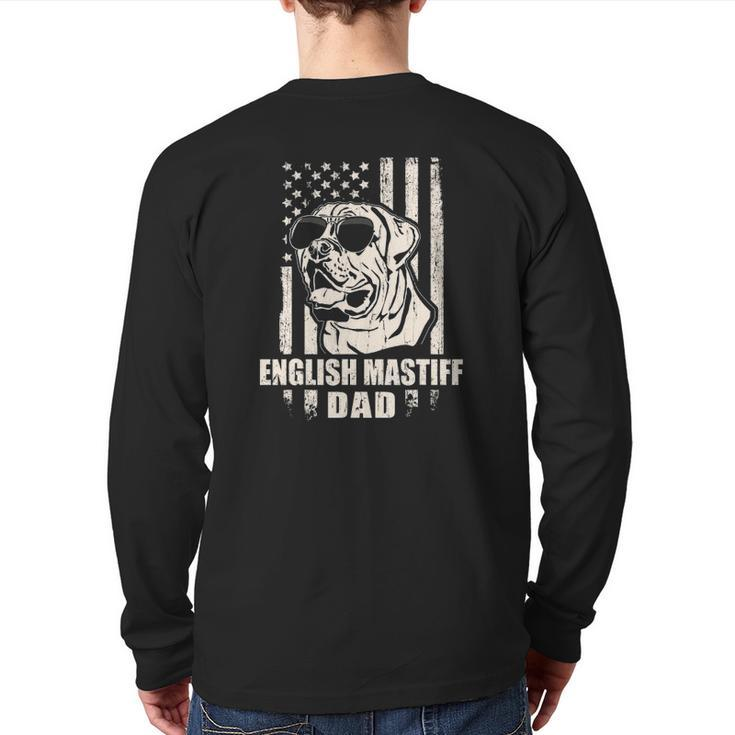 English Mastiff Dad Cool Vintage Retro American Flag Back Print Long Sleeve T-shirt