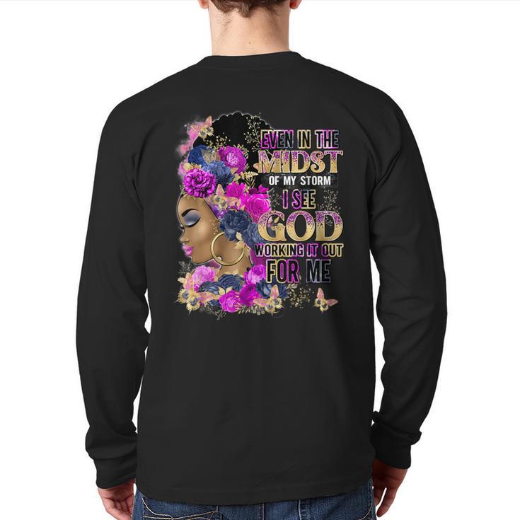 Even In The Midst Of My Storm I See God Back Print Long Sleeve T-shirt