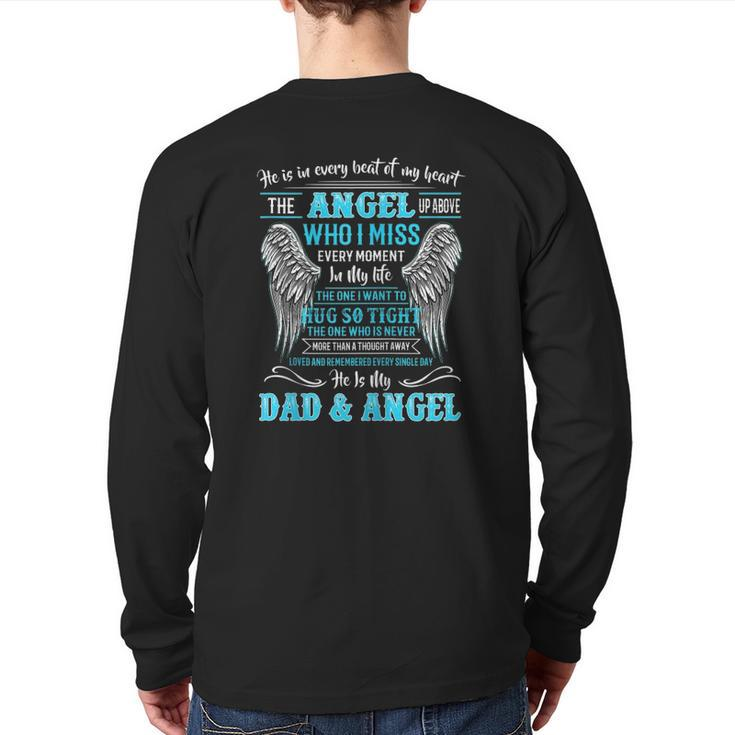 He Is In Every Beat Of My Heart Angel Up Above He Is My Dad Zip Back Print Long Sleeve T-shirt