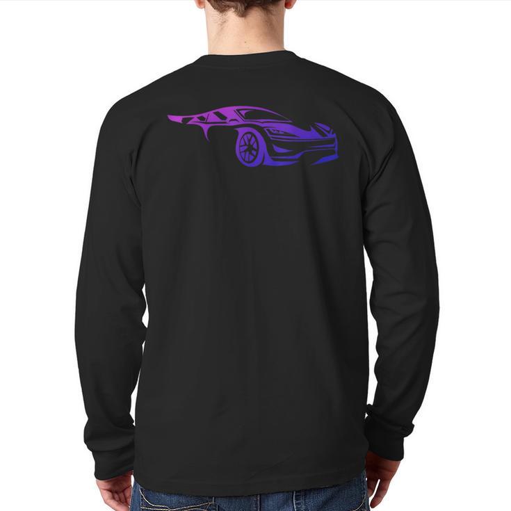 Exotic Supercar Silhouette Turbo Sports Car Back Print Long Sleeve T-shirt