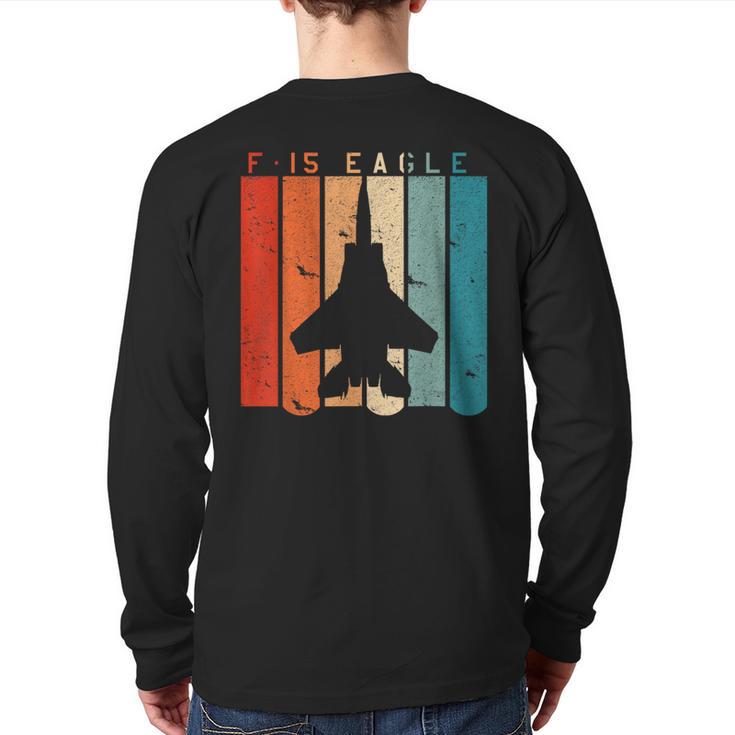 F-15 Eagle Jet Fighter Retro Vintage Style Airplane Back Print Long Sleeve T-shirt