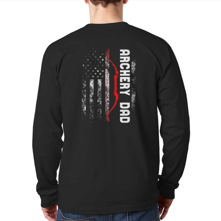 Family 365 Archery Dad Vintage Usa Red White Flag Back Print Long Sleeve T-shirt