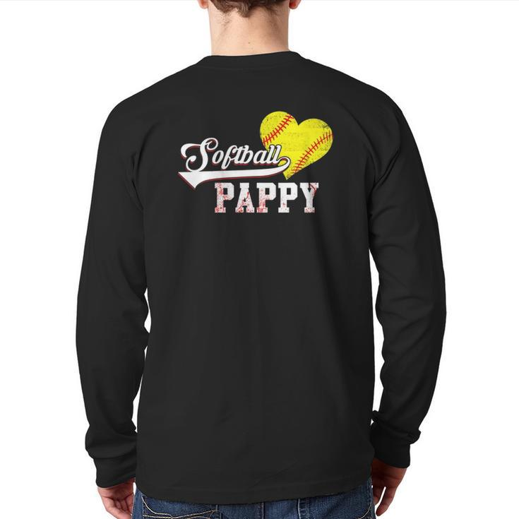 Family Softball Player Softball Pappy Back Print Long Sleeve T-shirt