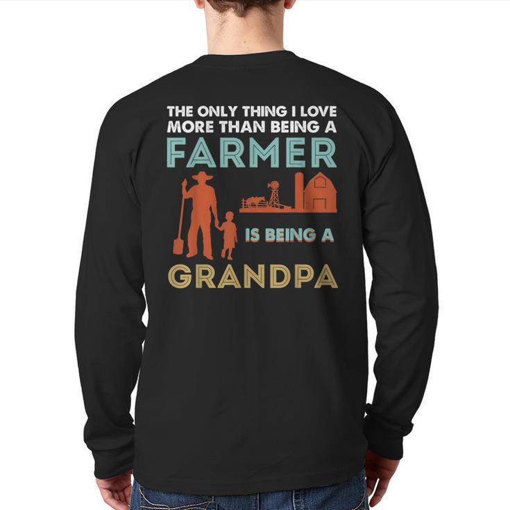 Farmer Grandpa From Grandaughter Grandson Father's Day Back Print Long Sleeve T-shirt