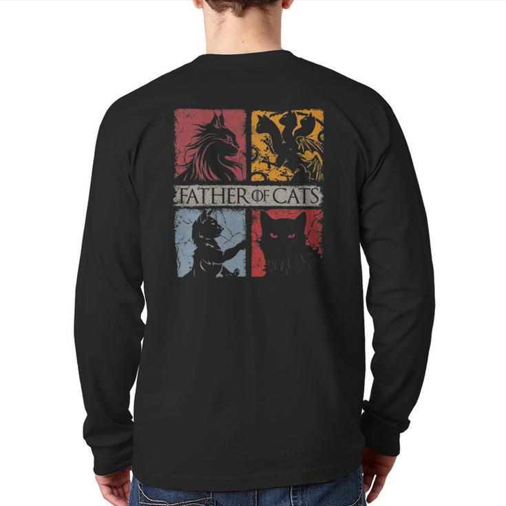 Father Of Cats Cat Lovers Cat Dad Fabulous Back Print Long Sleeve T-shirt