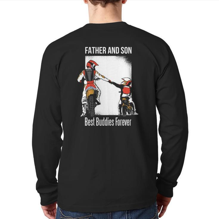 Father And Son Best Buddies Forever Fist Bump Dirt Bike Back Print Long Sleeve T-shirt