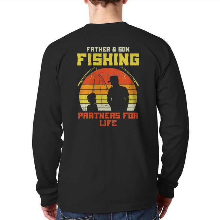 Father Son Fishing Partners For Life Retro Matching Dad Back Print Long Sleeve T-shirt