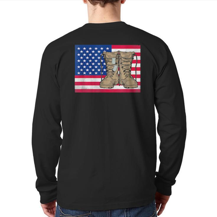 Father Veterans Day My Favorite Veteran Is My Dad Proud Son Back Print Long Sleeve T-shirt