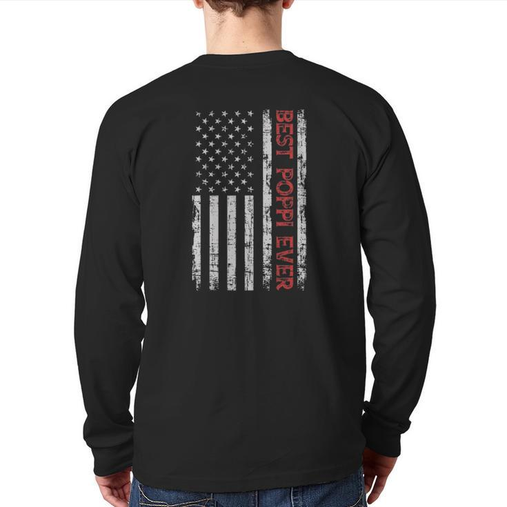 Father's Day Best Poppi Ever With Us American Flag Back Print Long Sleeve T-shirt
