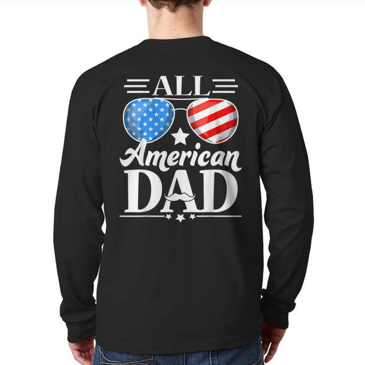 Fathers Day  All American Patriot Usa Dad Back Print Long Sleeve T-shirt