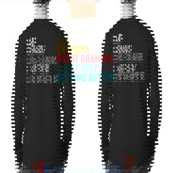 Fathers Day Grandpa From Grandkids Dad Great Grandpa Back Print Long Sleeve T-shirt
