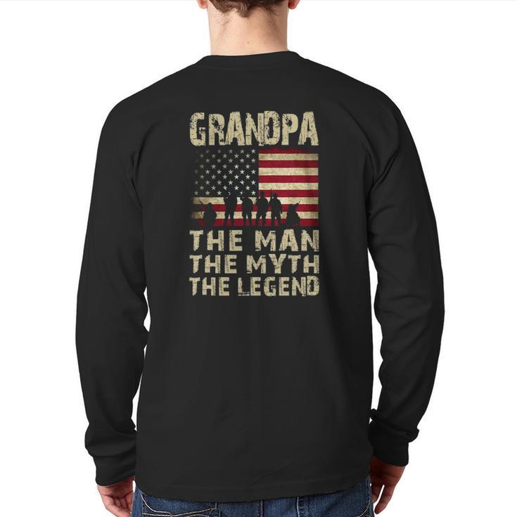 Father's Day Grandpa The Man Myth Legend Back Print Long Sleeve T-shirt