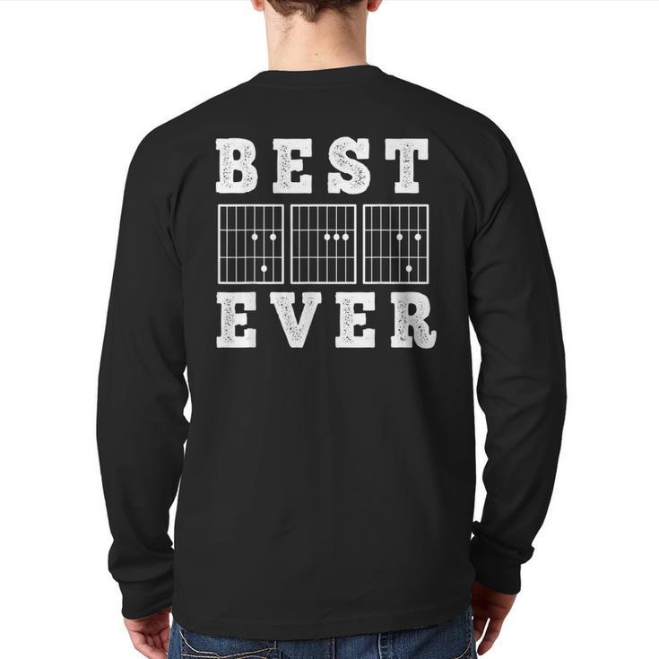 Fathers Day For Guitarist Guitar Chord Best Dad Ever Back Print Long Sleeve T-shirt